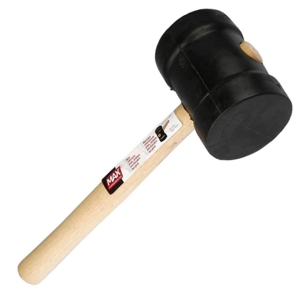 Martelo de Borracha Preto com Cabo de Madeira 80mm Max