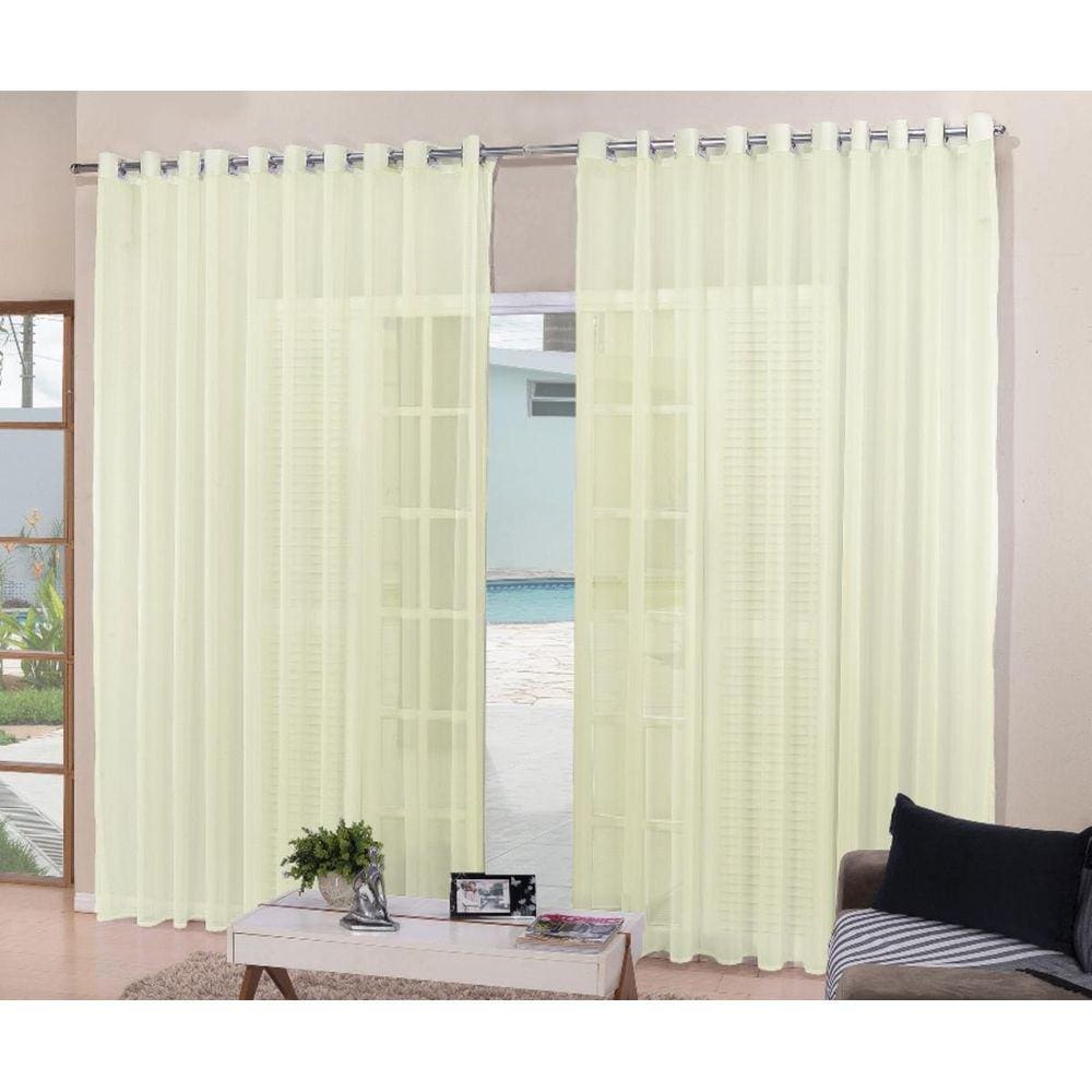 Cortina Para Sala Quarto Voal Liso Palha 5,00X2,80