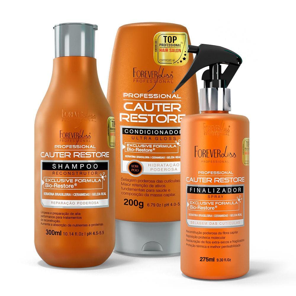 Kit Cauter Restore Sh + Cd + Finalizador Forever Liss 275ml