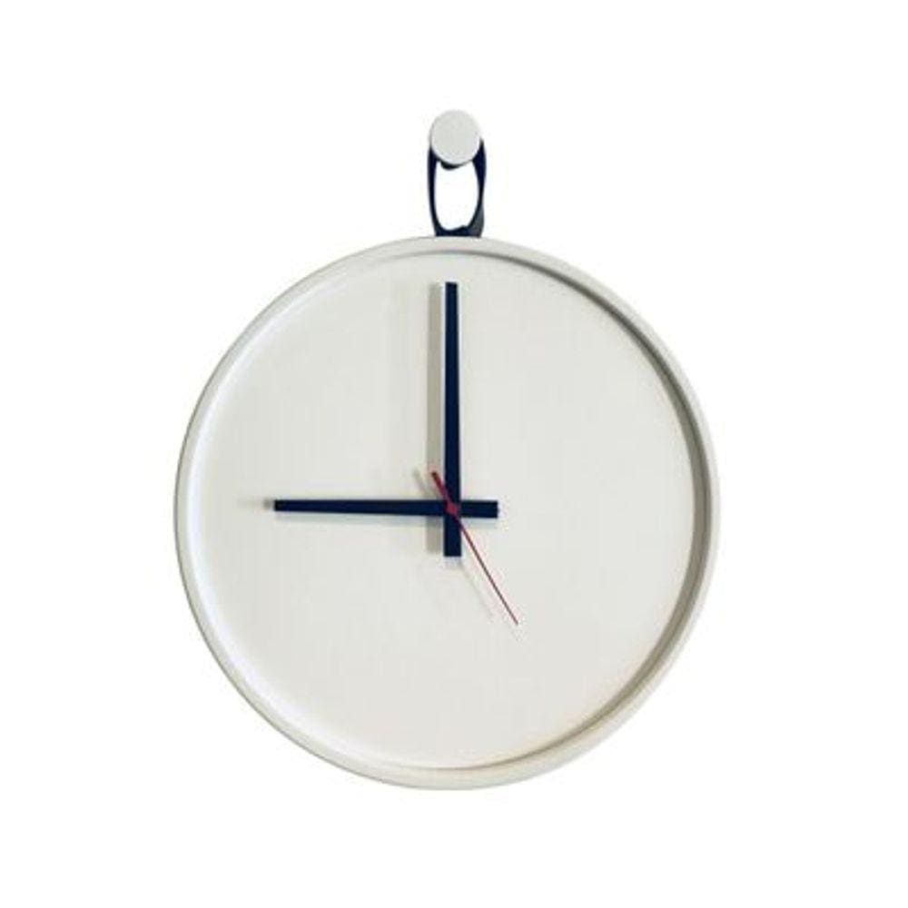 Relogio  Short Strip Branco Alça Preta Mostrador Branco  40 cm