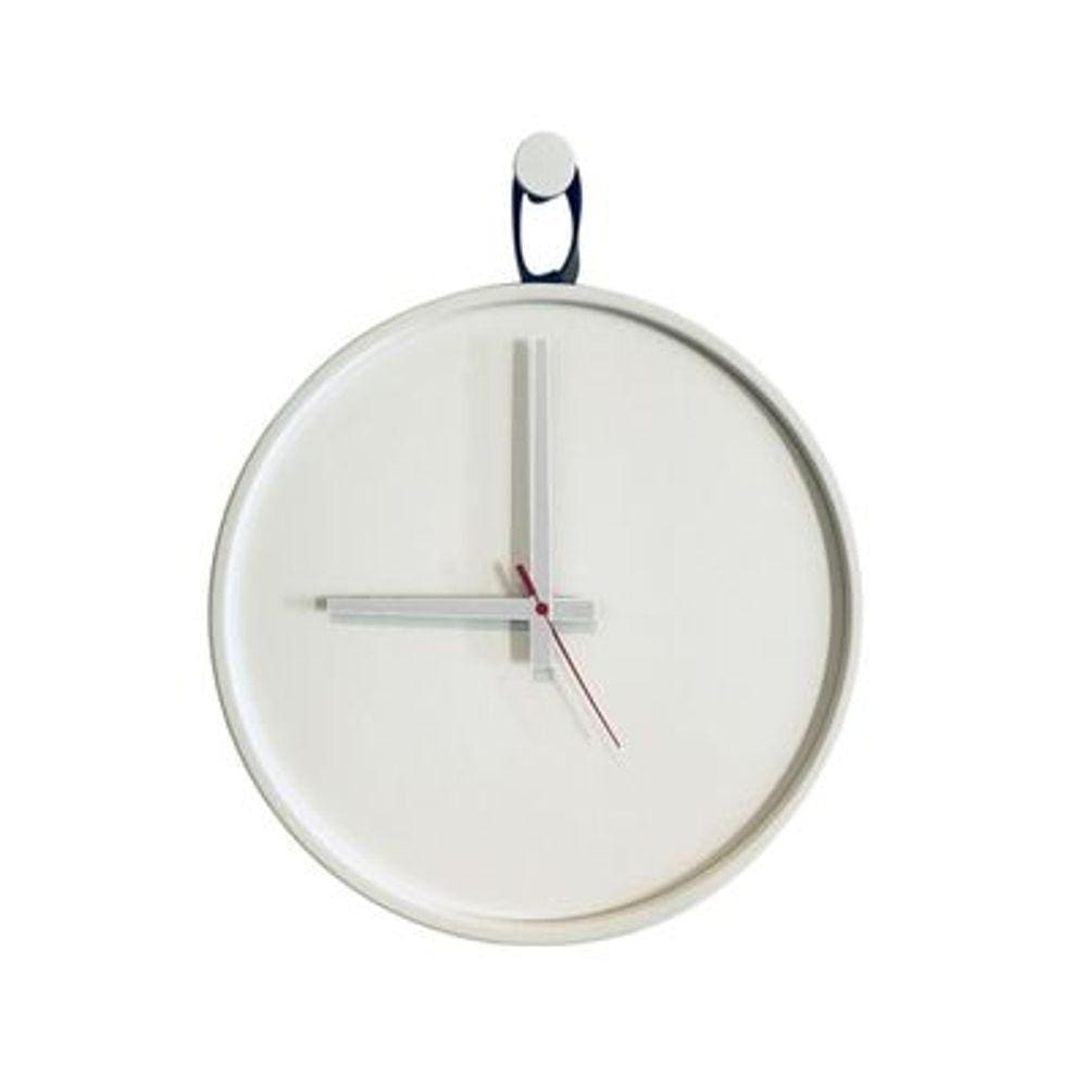 Relogio Short Strip Branco Alça Preta Mostrador Branco 40 cm