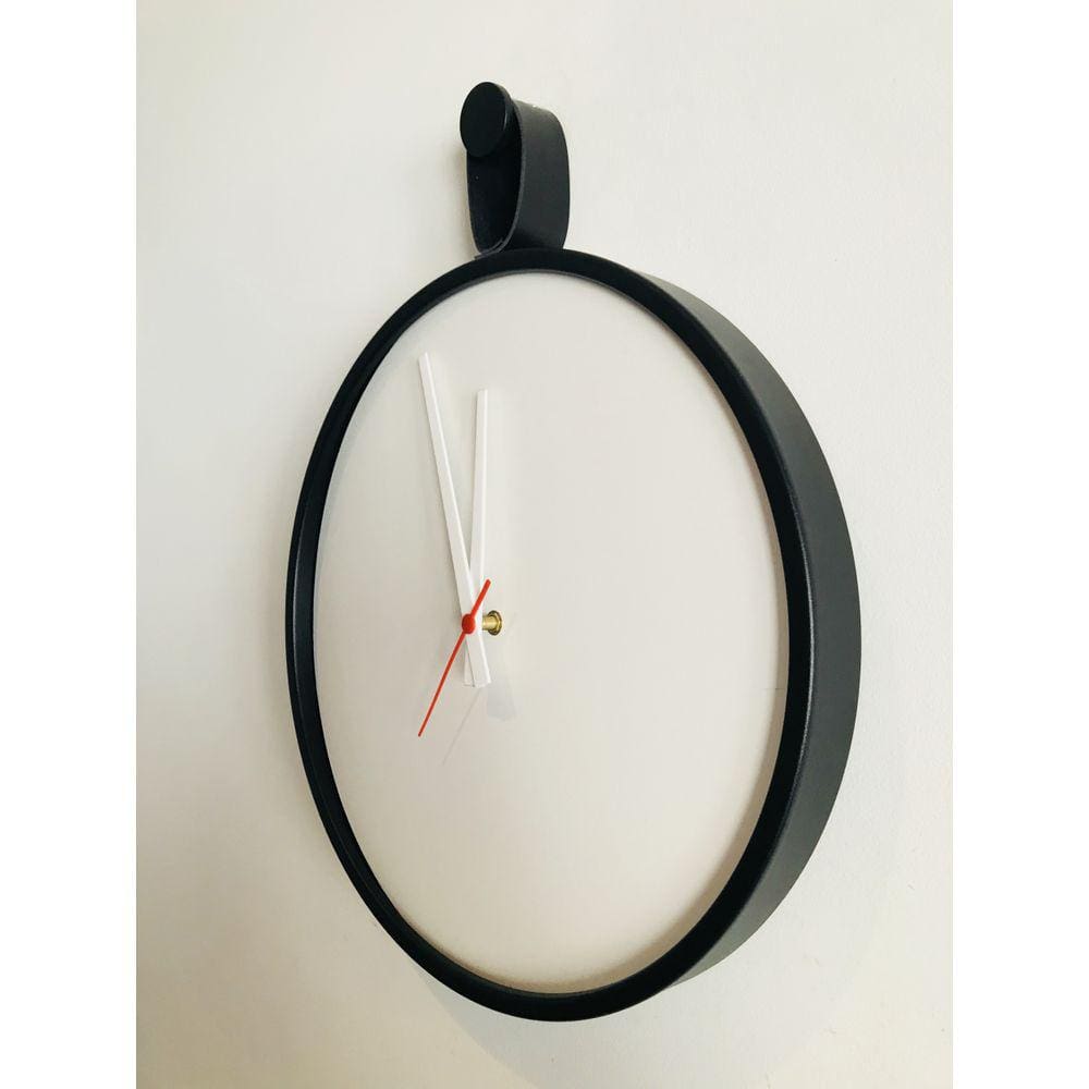 Relogio Short Strip Preto Alça Preta Mostrador Branco 40 cm