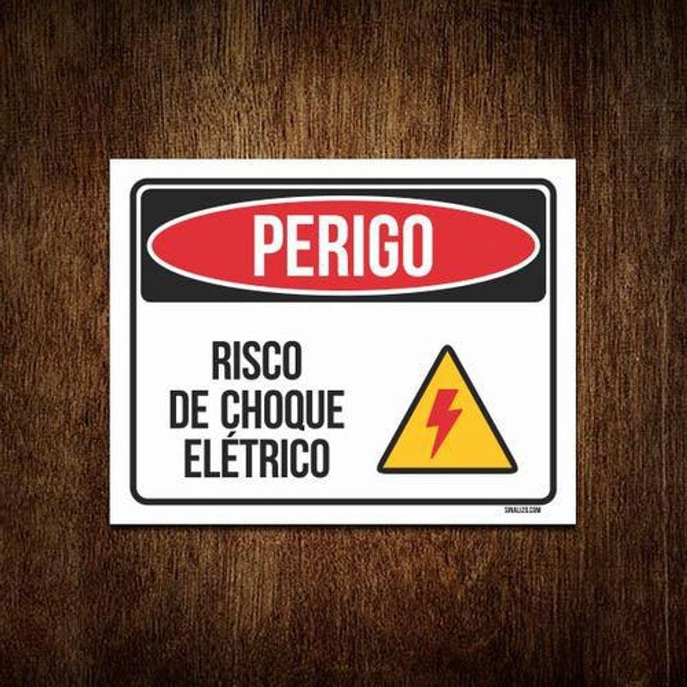 Kit 5 Placas Perigo Risco De Choque Elétrico