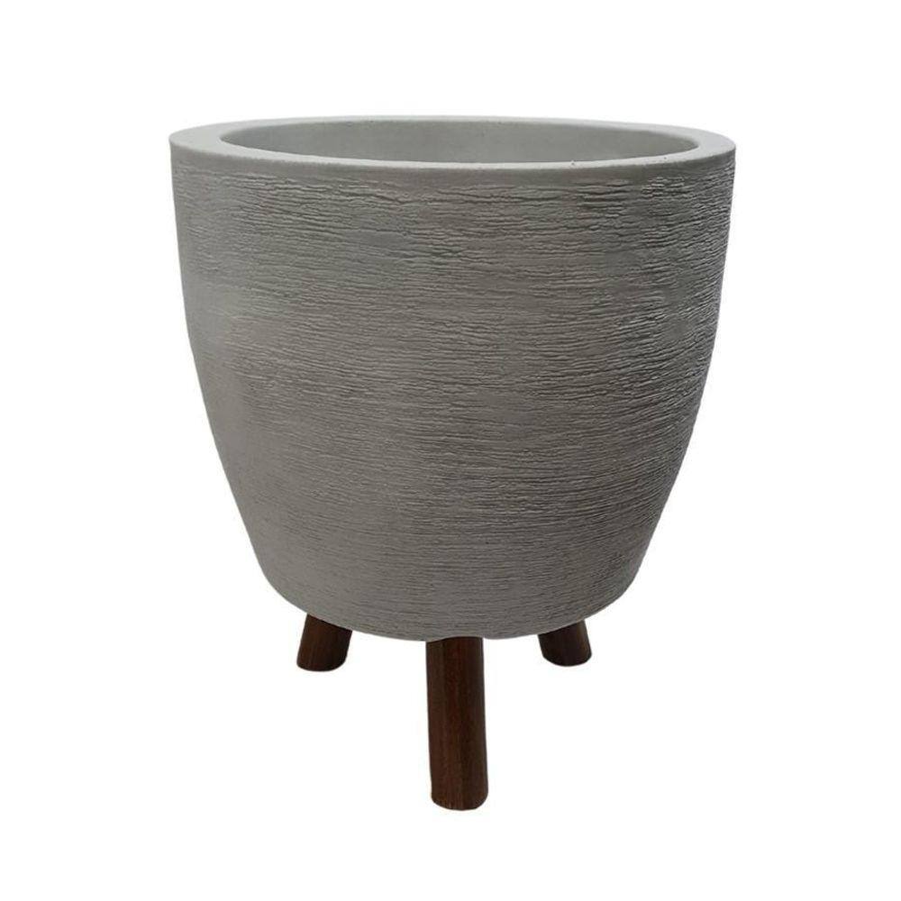 Vaso Berlim 40 X 33 Cm Cinza Tripé De Madeira Alpe & Aritana