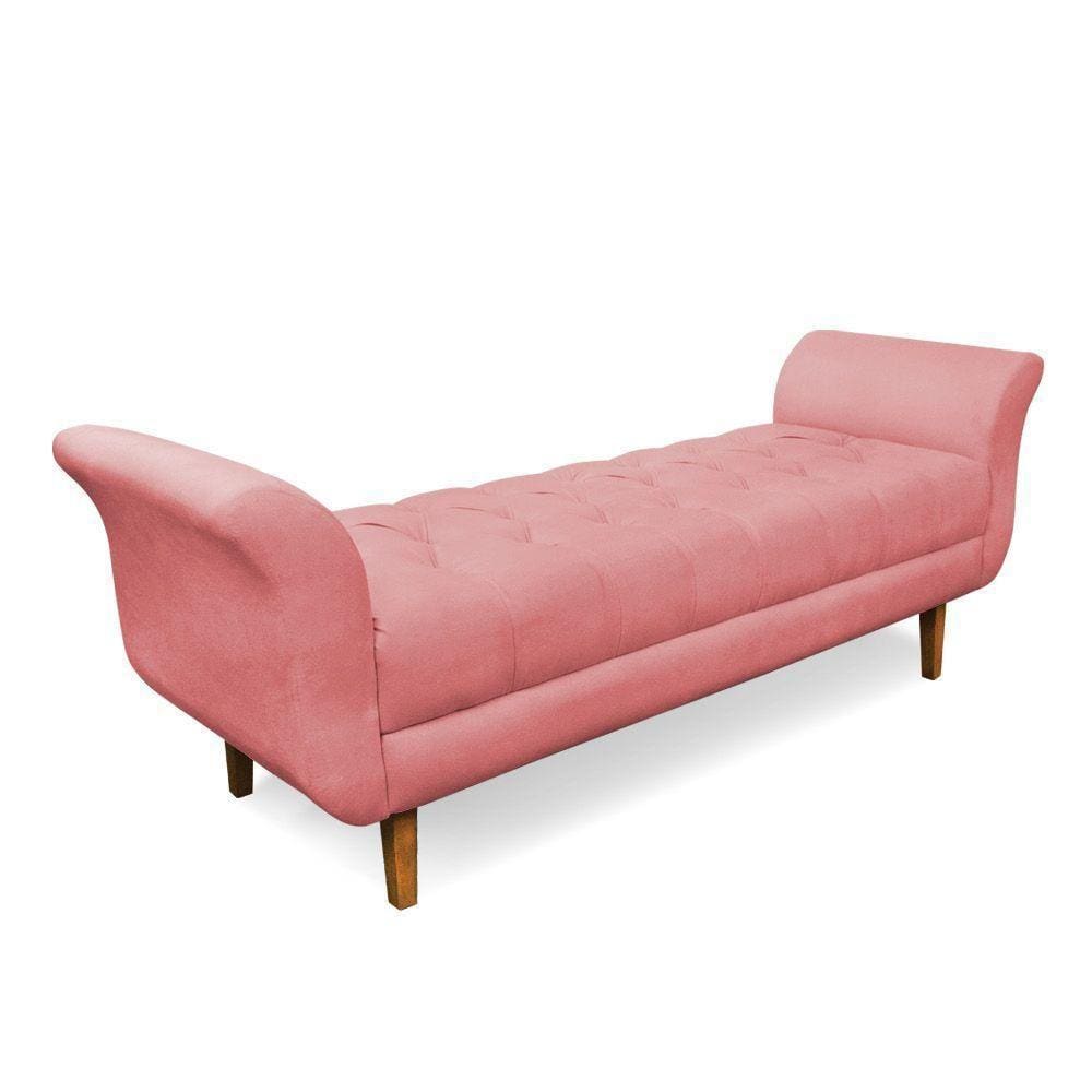 Recamier Olinda Suede 160 Cm Pés Chanfrado Castanhos - D`rossi Cor Rose