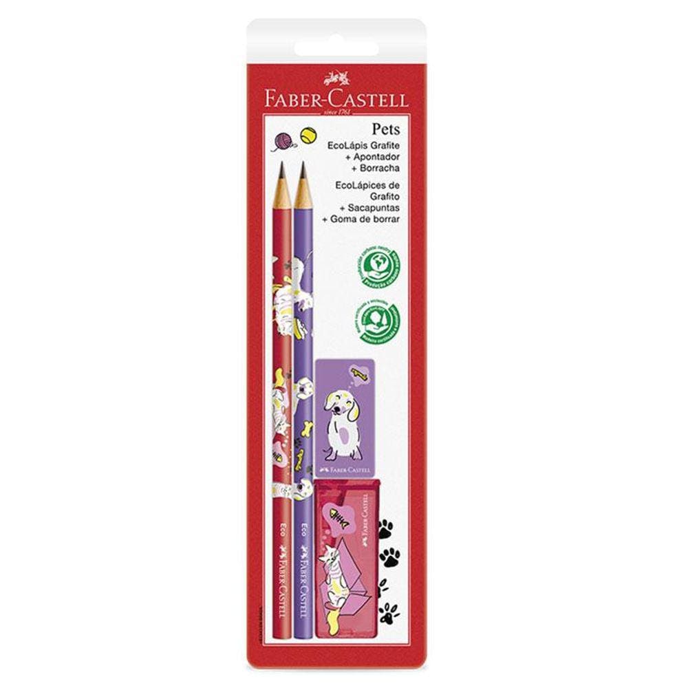 Lápis preto pets rosa e roxo SM/935PETRR 2 unid - Faber-Castell