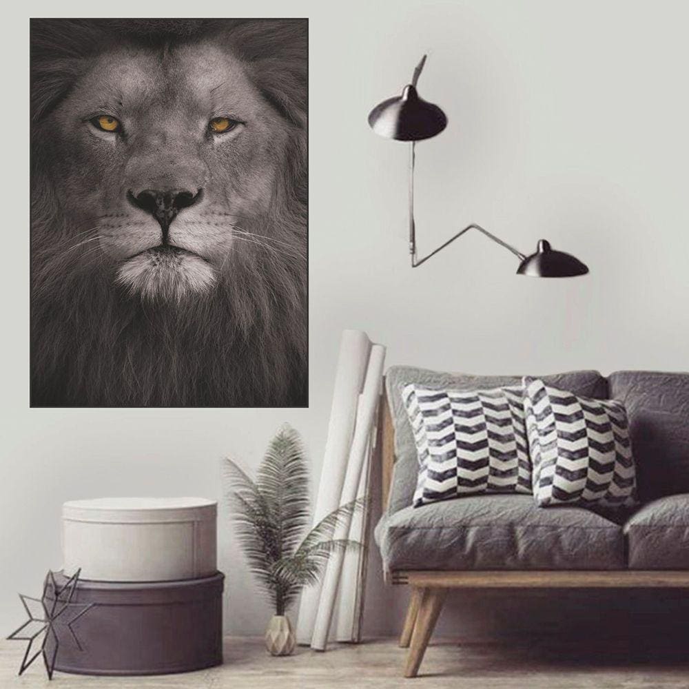 Quadro Canvas Decorativo para Sala Black Lion 1,00x80