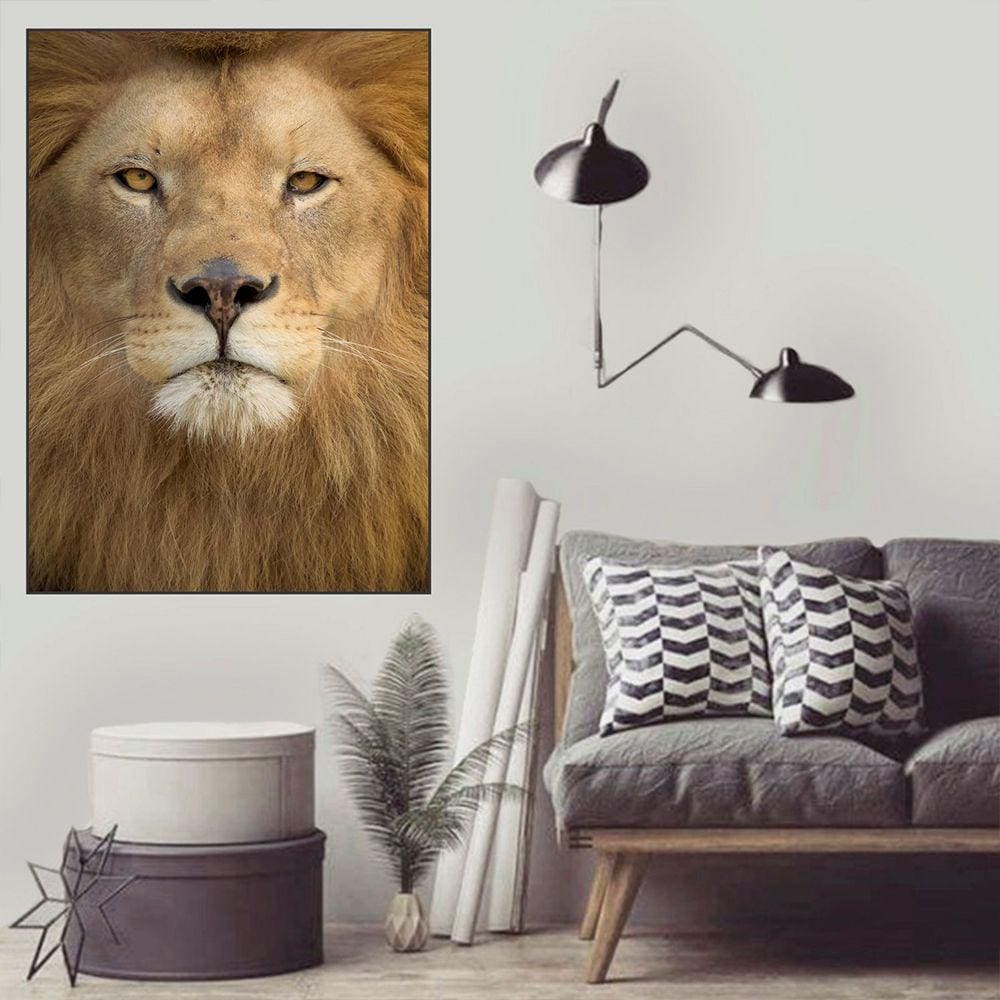 Quadro Canvas Decorativo para Sala Leão 1,20x90