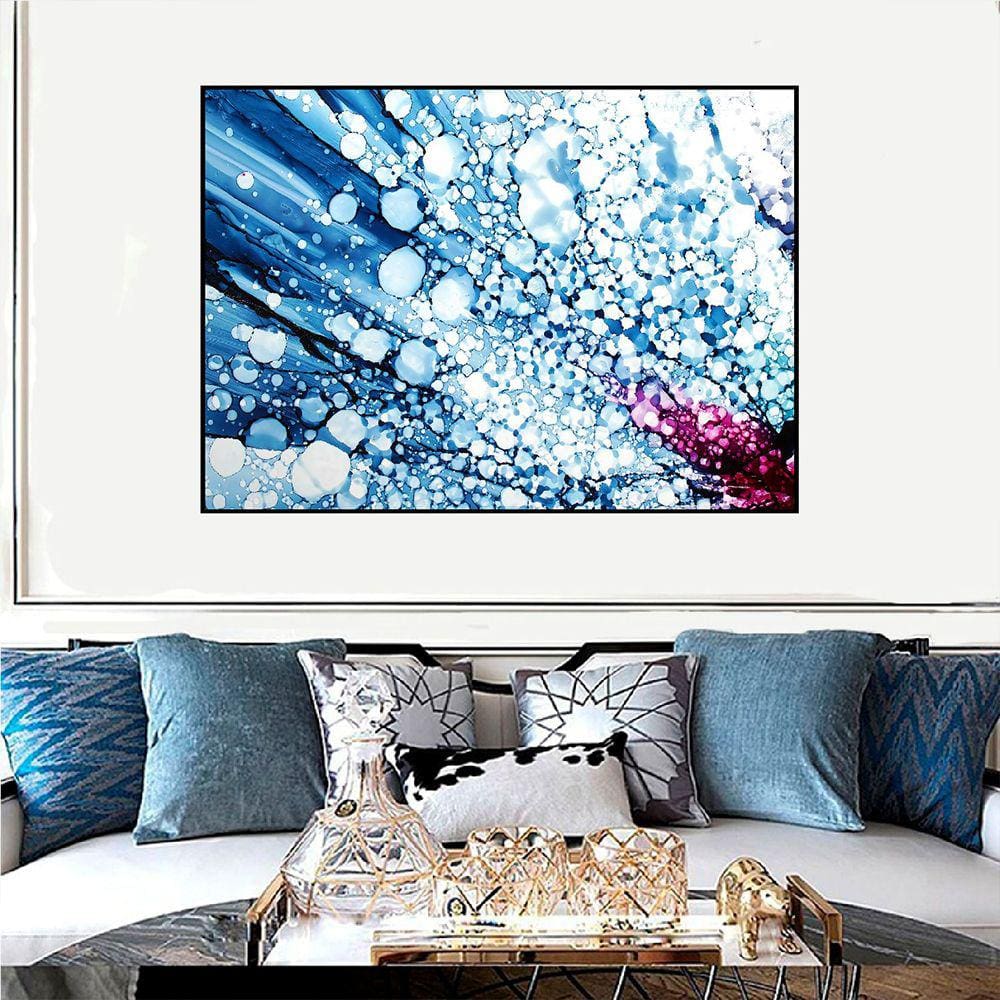 Quadro Canvas Abst. Craquelado Azul e Roxo 50x70