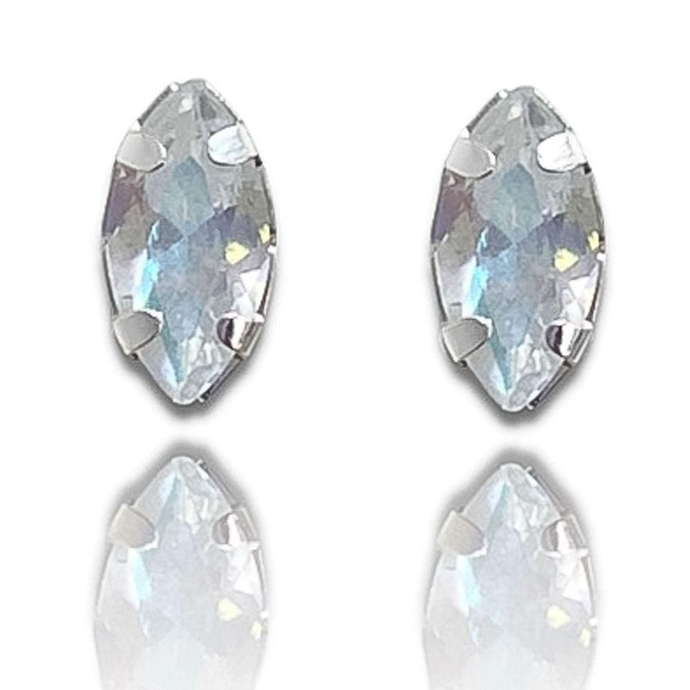 Brinco Zirconia Furtacor Navete Banhado a Prata