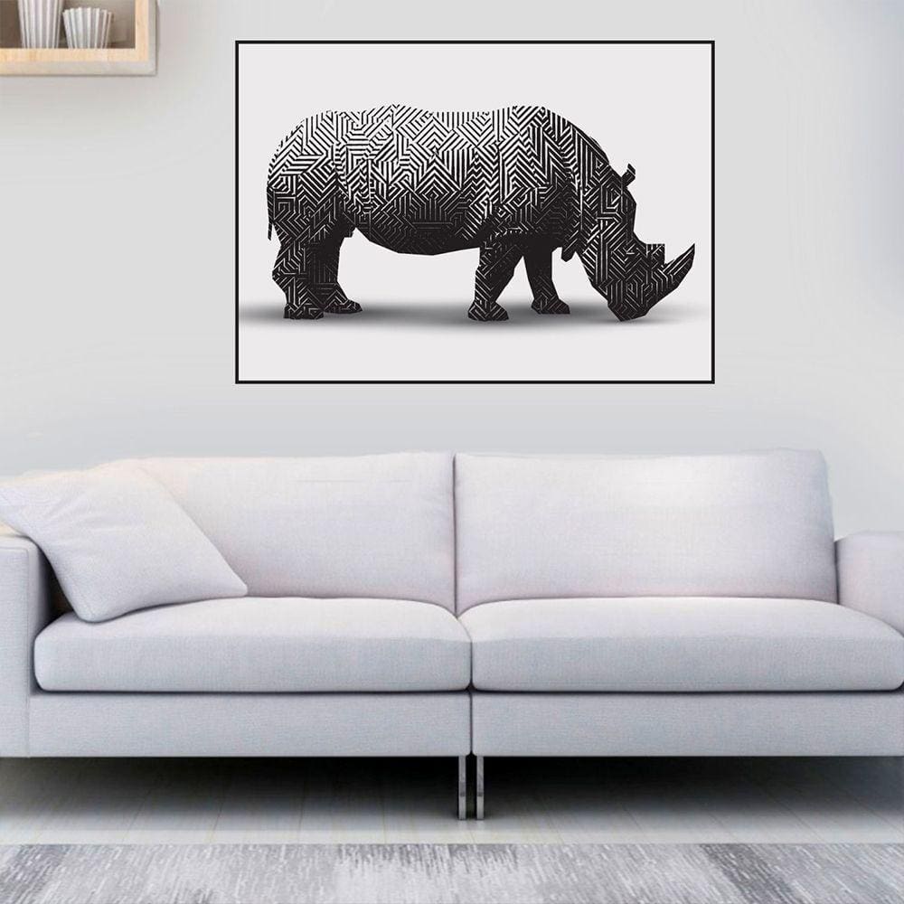Quadro Canvas Decorativo para Sala Rinoceronte África 40x60