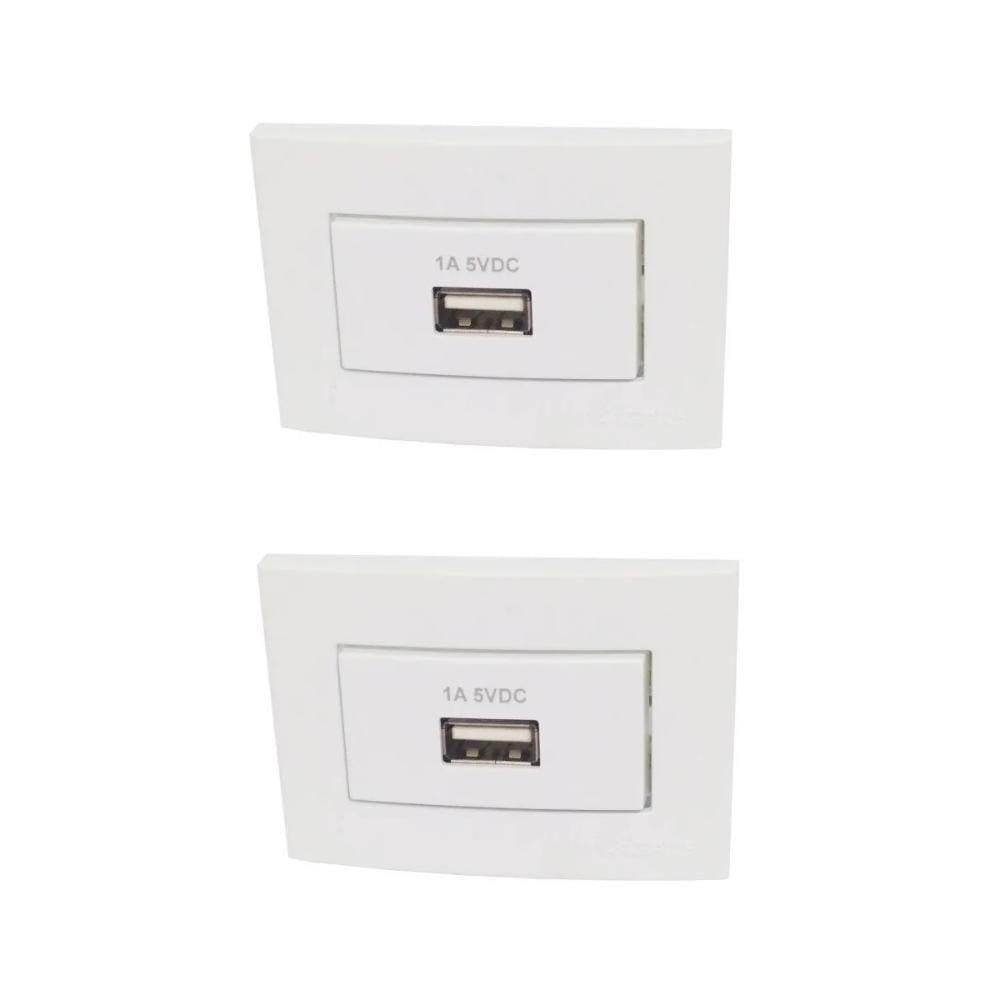 Kit 2 Tomadas Usb Charger 1 Saídas P/Moveis Margirius Branca