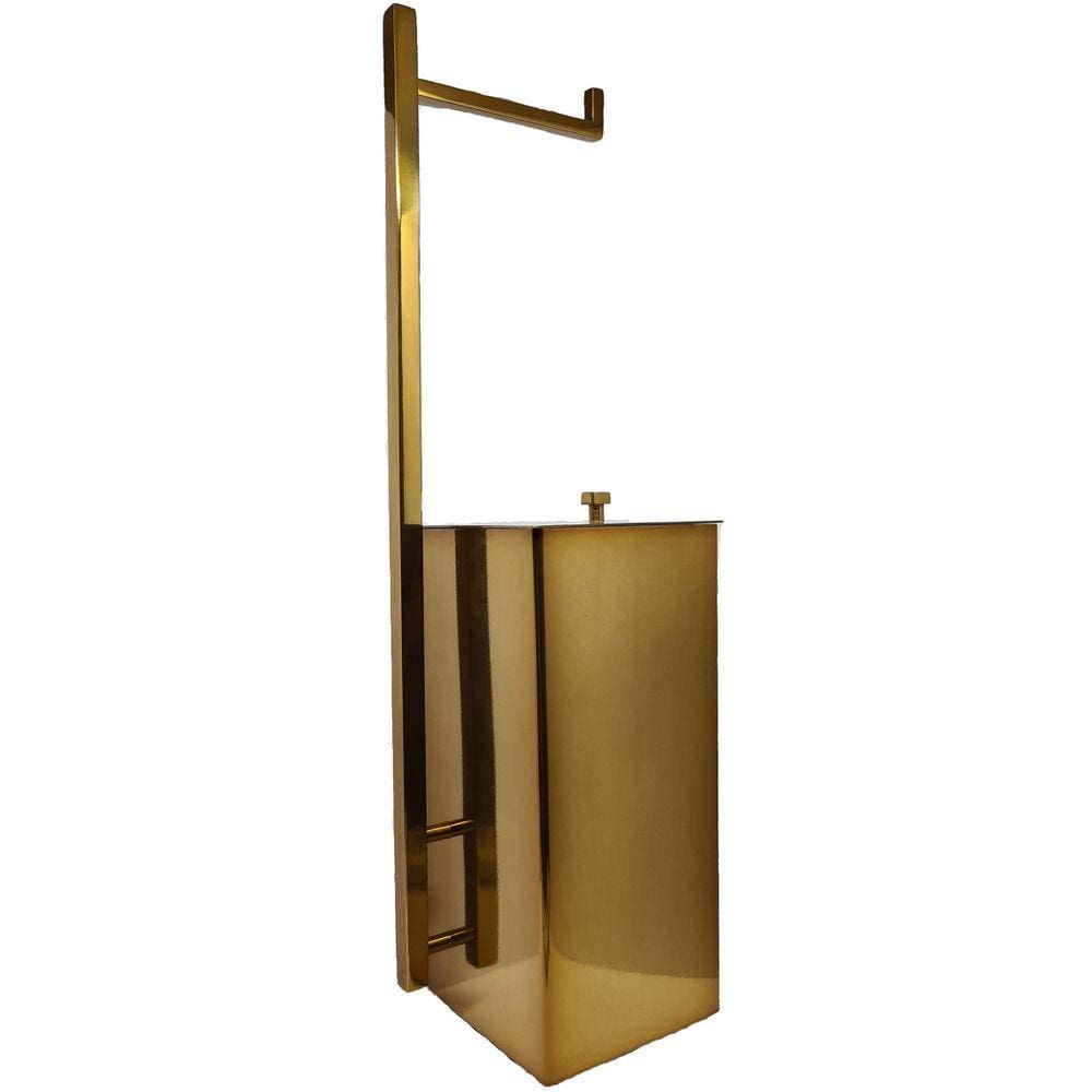 Lixeira Inox Quadrada Com Papeleira Red Gold Padrão Deca