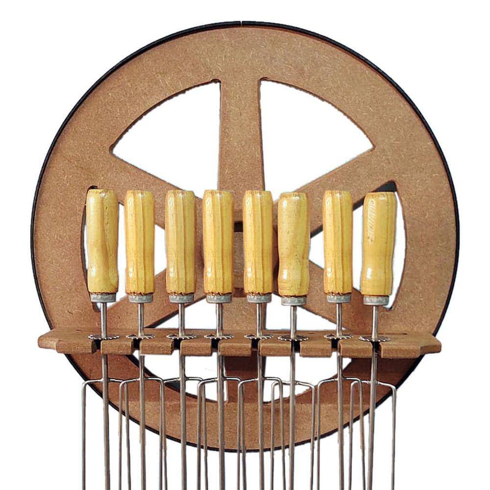 Suporte Porta Espetos Madeira Rústica Roda De Carroça