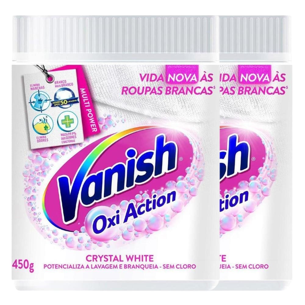 Kit com 2 Tira Manchas Vanish Oxi Crystal White 450Gr