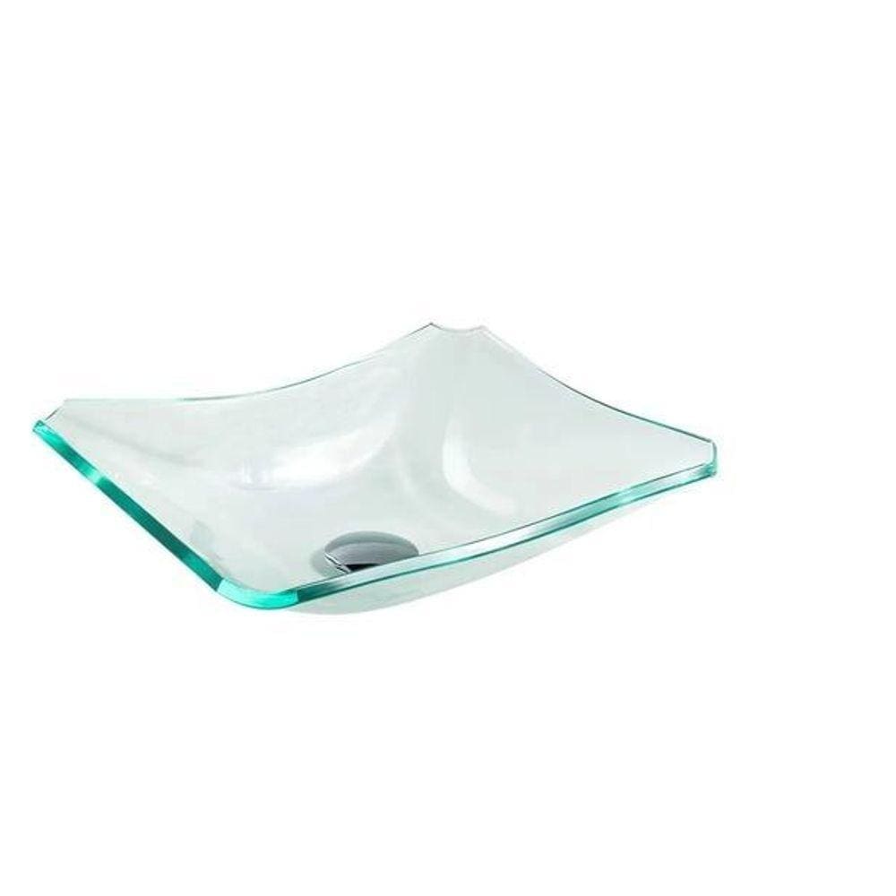 Cuba De Vidro Retangular Chanfrada 39Cm Jateada