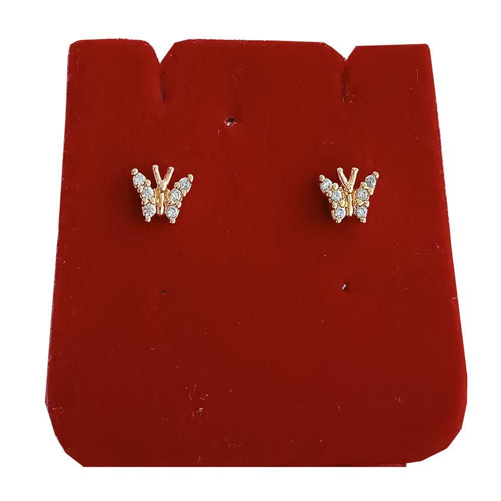 Par De Brincos Borboleta Cravejado Zircônia Folheado a Ouro