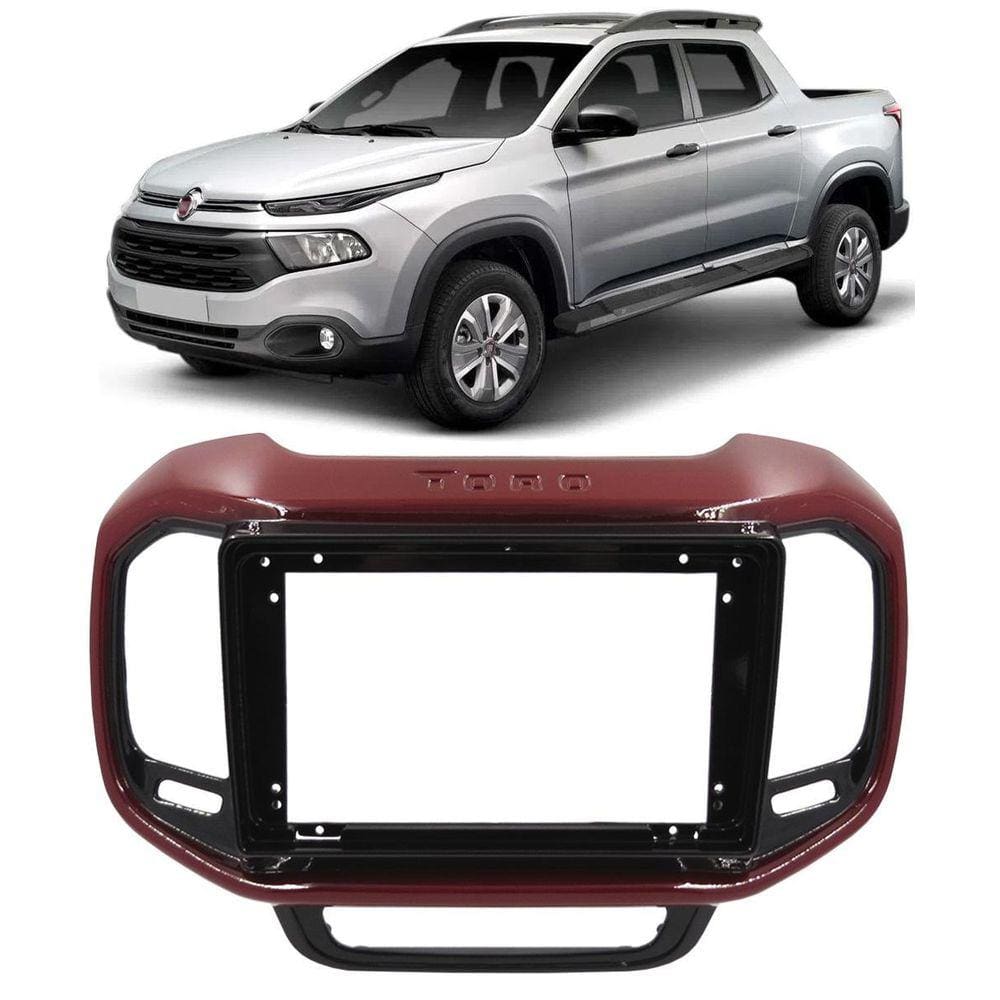 Moldura Painel 2 Din 9 Polegadas Fiat Toro Black Piano Vinho