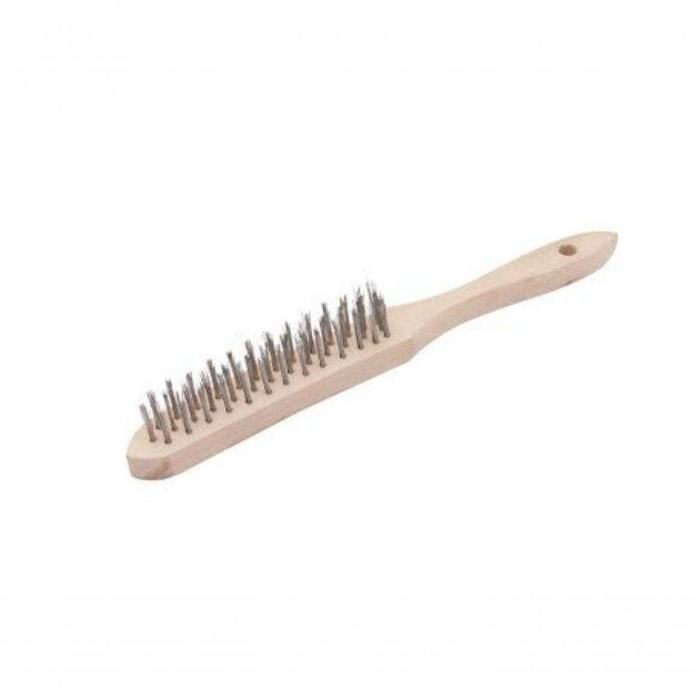 Escova Manual Inox 3 Fileiras Cabo Madeira -Vonder