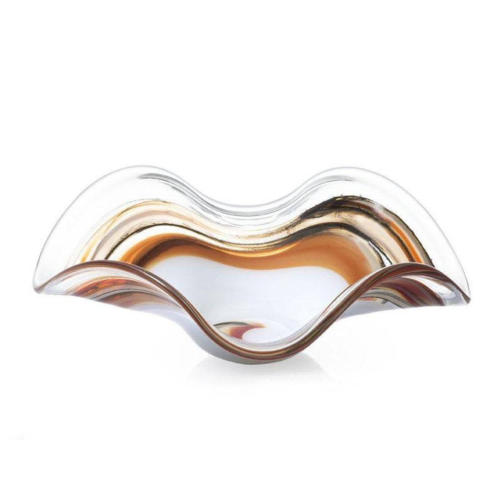 Centro Onda Em Cristal Murano Branco E Preto São Marcos 40Cm