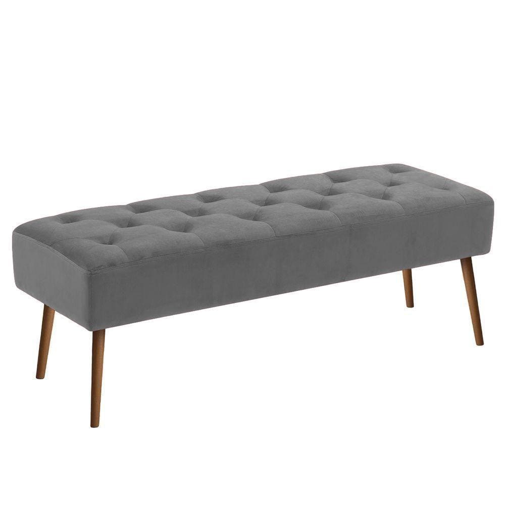 Banco Estofado Rubi 1,20M Suede Preto - Inova Decor