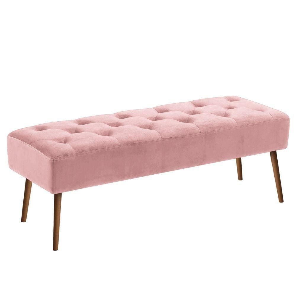 Banco Estofado Rubi 1,20M Suede Branco - Inova Decor
