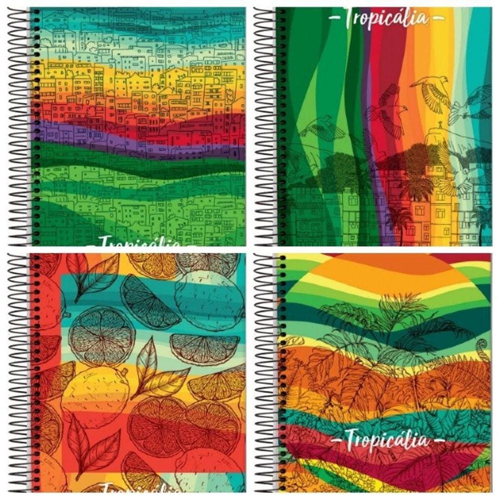 Caderno Universitário Capa Dura 1 Matéria 96 Folhas Tropicália Jandaia