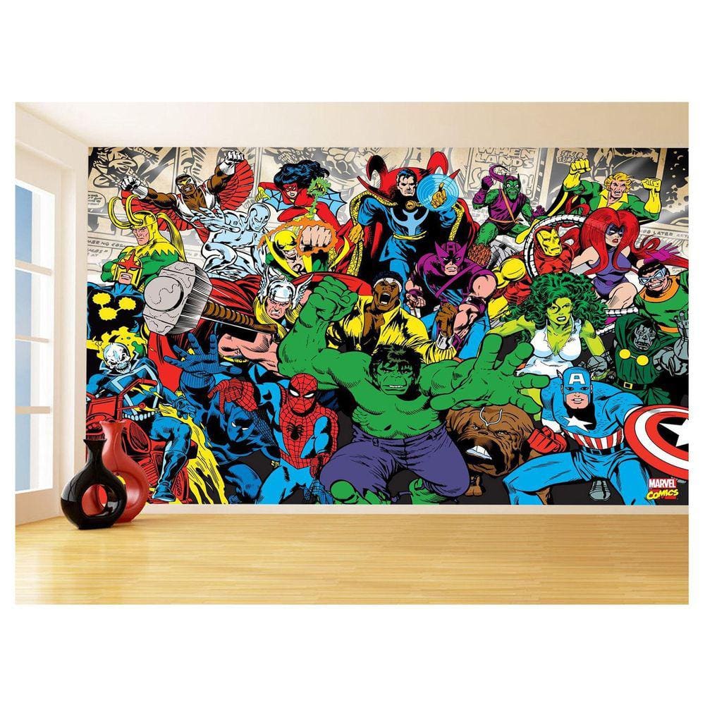 Papel De Parede Heróis Marvel Vingadores Cap 3,5M Nhma280