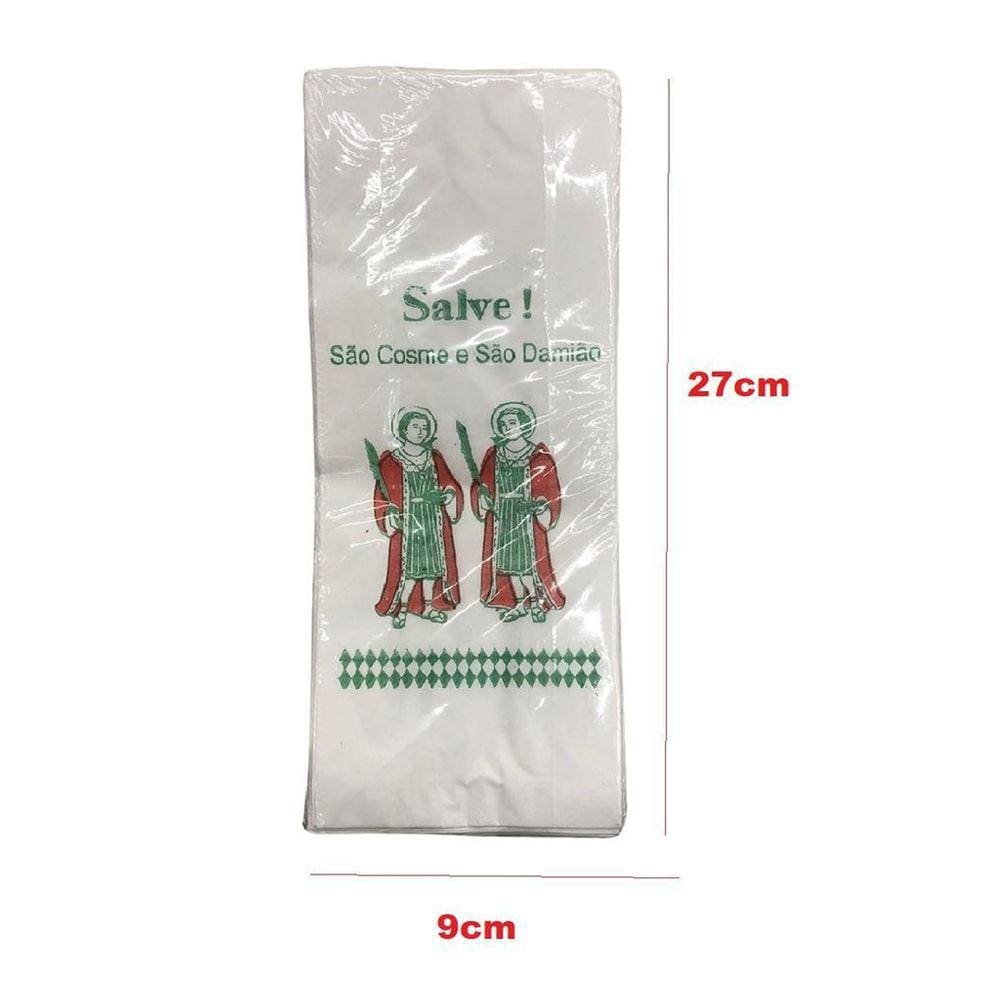 Kit 2000 Sacolas De Papel Branca São Cosme E Damião 9X27Cm