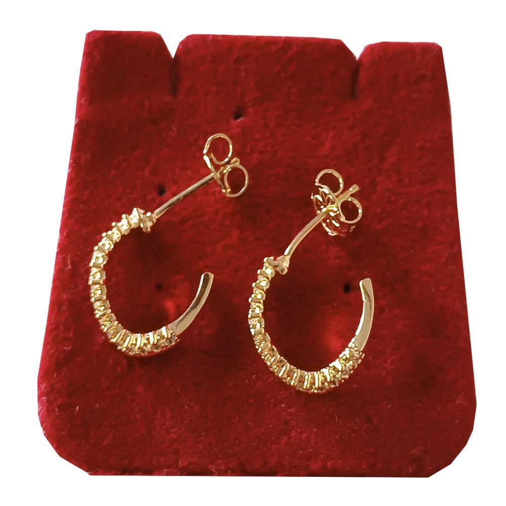 Par De Brincos Meia Argola Zircônia Ronnelly Folheado a Ouro
