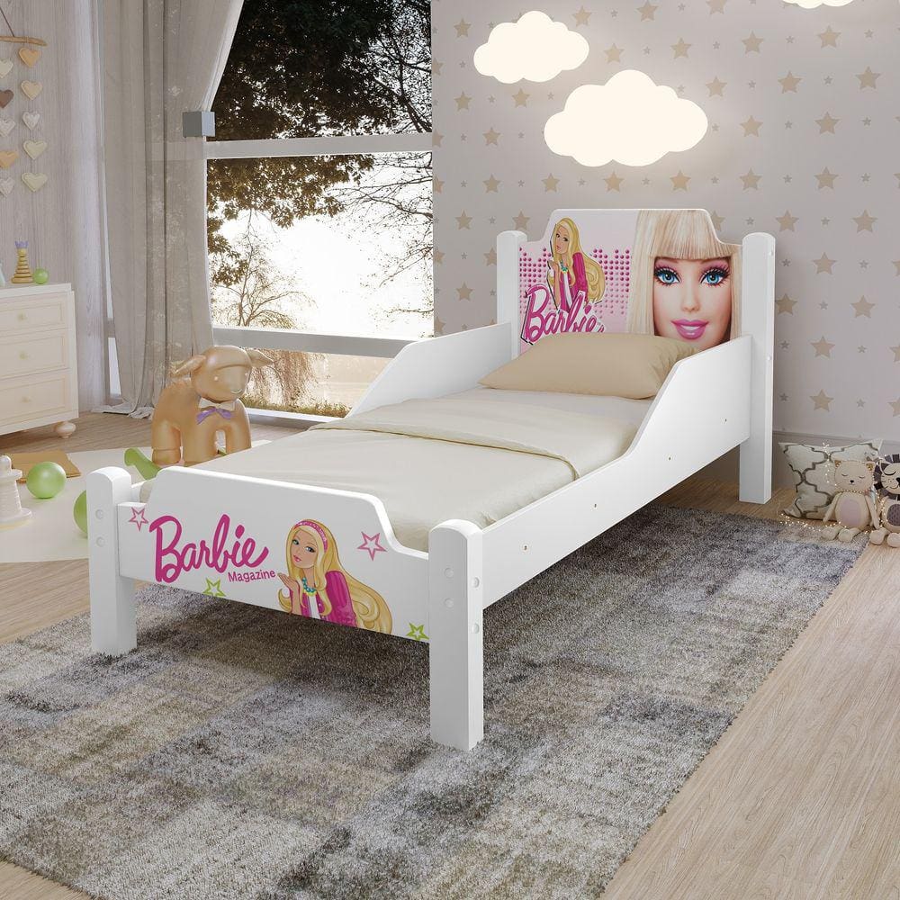 Cama para menina da barbie com proteção lateral