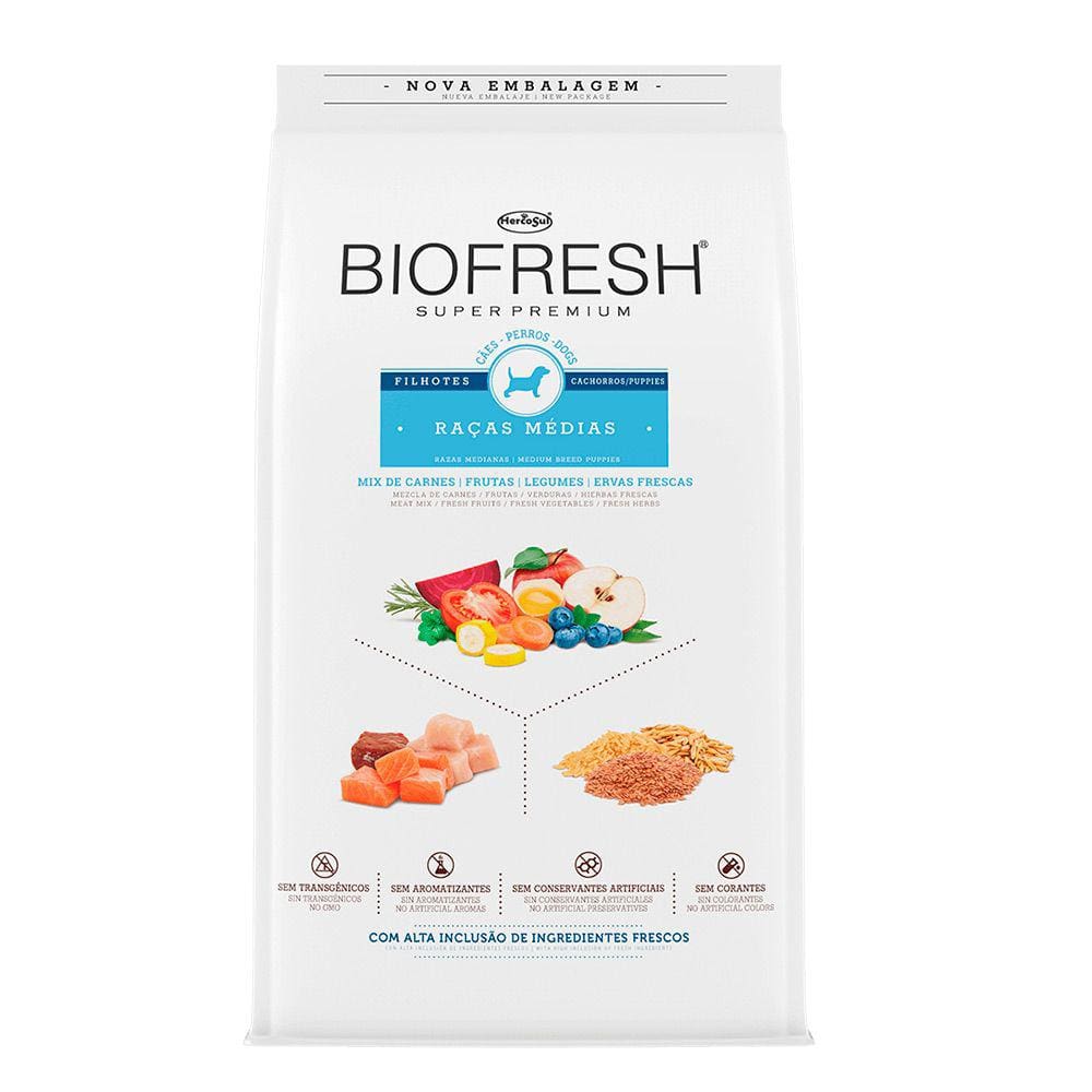 Ração Biofresh Cães Filhotes Raças Médias 15kg