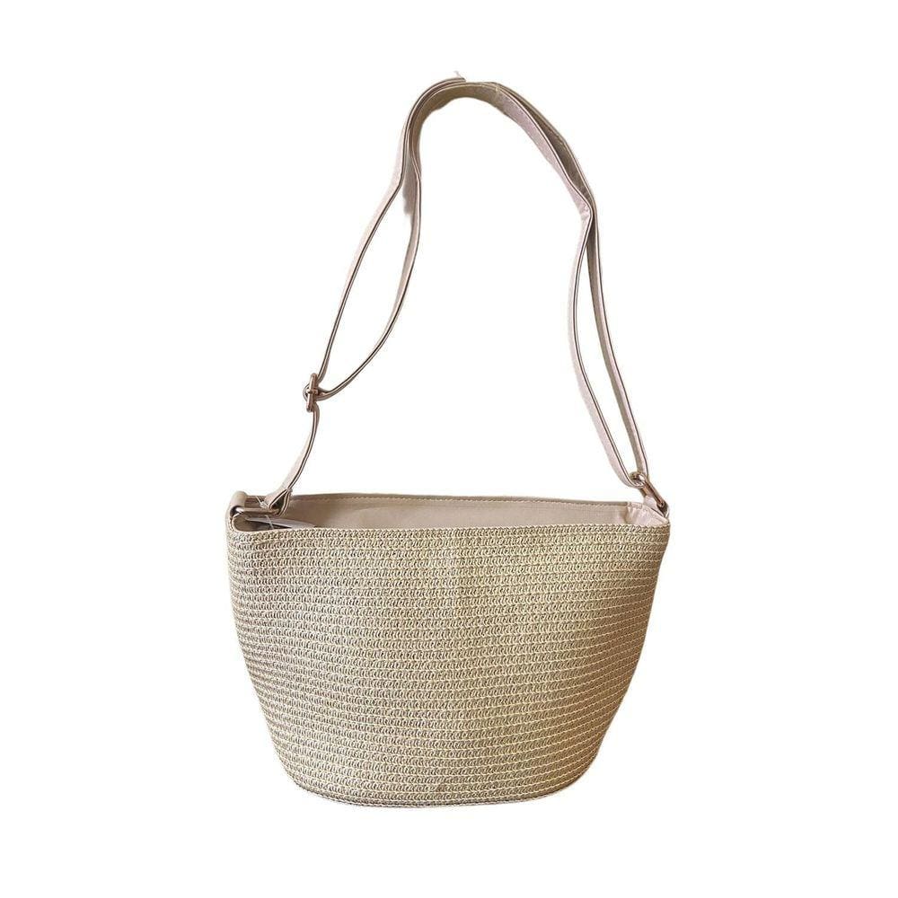 Bolsa Feminina De Praia Transversal Sintética Bege