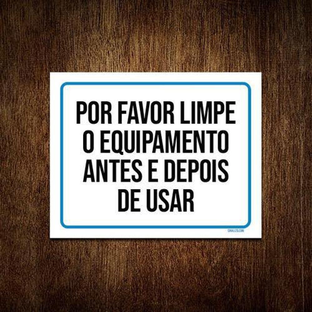 Kit 5 Placas Academia Limpe Equipamento Distanciamento