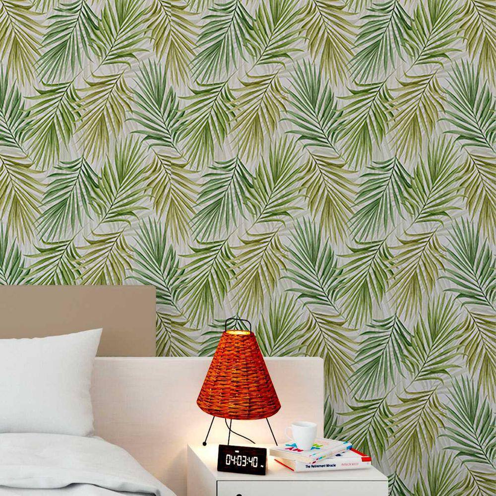 Papel de Parede 9M Adesivo Folha Palmeira Verde  Estilo Flor Lamborghini  Jardim Decorativo