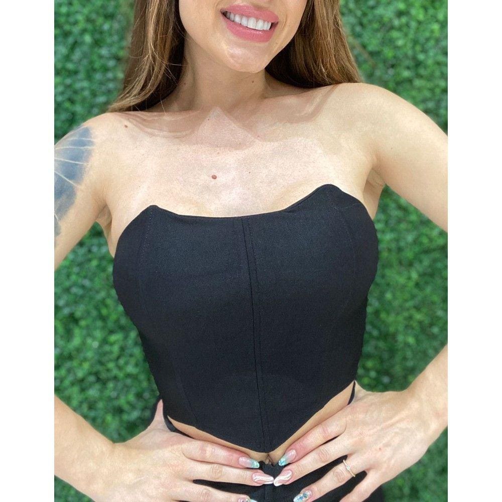 Cropped Slim Morcego Preto