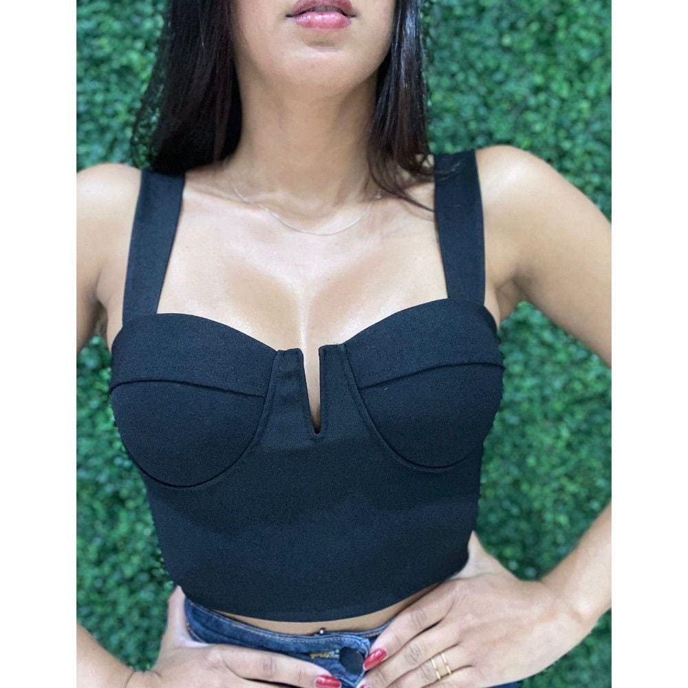 Cropped Slim Bojo Estruturado Preto
