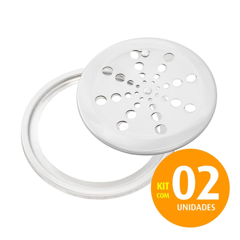 Grelha Abre Fecha + Porta Grelha Redondo 15cm Inox Kit 02un