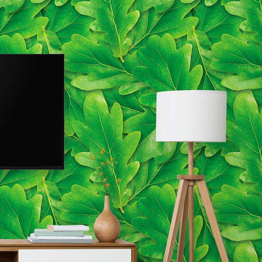 Papel de Parede 18M Selvagem Folhas verdes amazônia Viníl Adesivo Auto Colante Vinílico Folha Onduladas