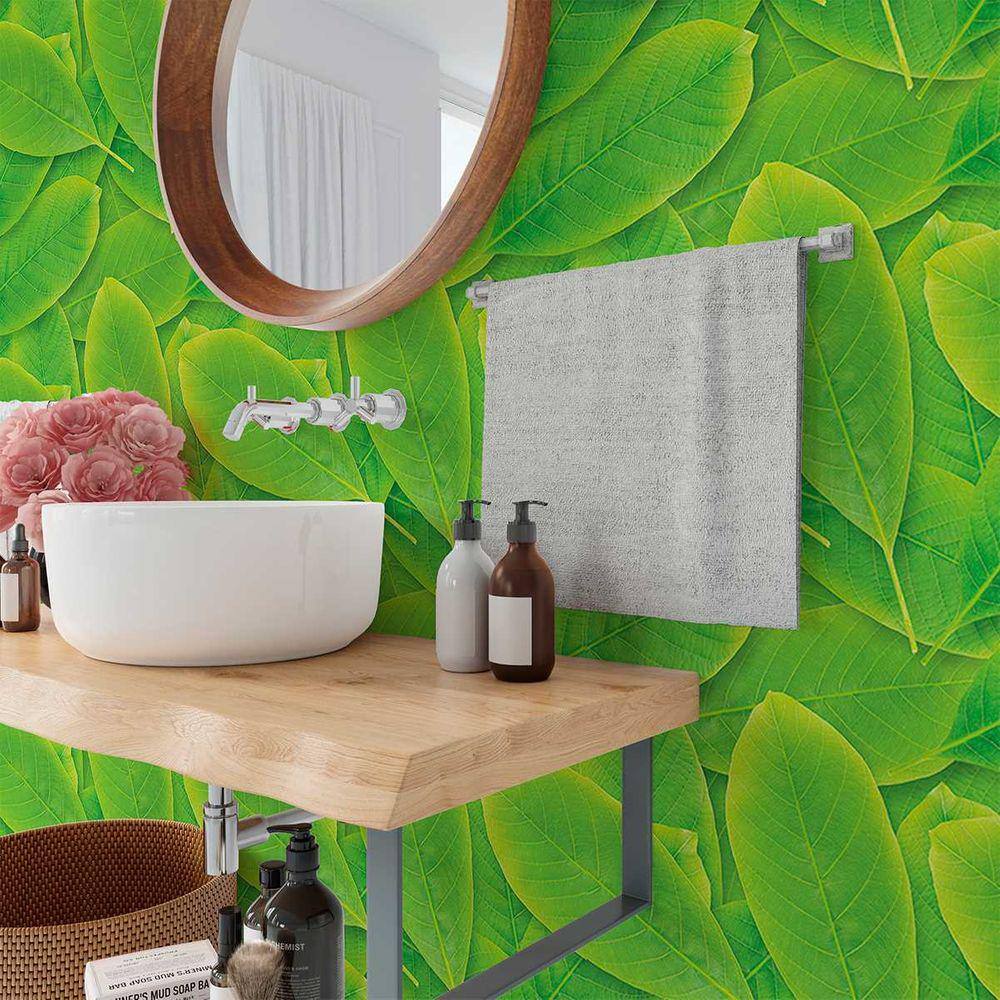 Papel de Parede 12M Folhagem Verde 3d Tipo folha de Manga Realista Auto Colante Folha de Esqueleto