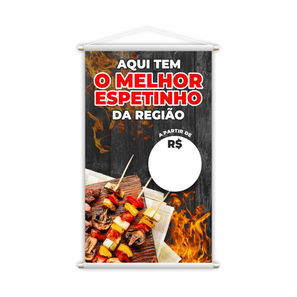 Banner Melhor Espetinho Carne Preço Fundo Branco Grande