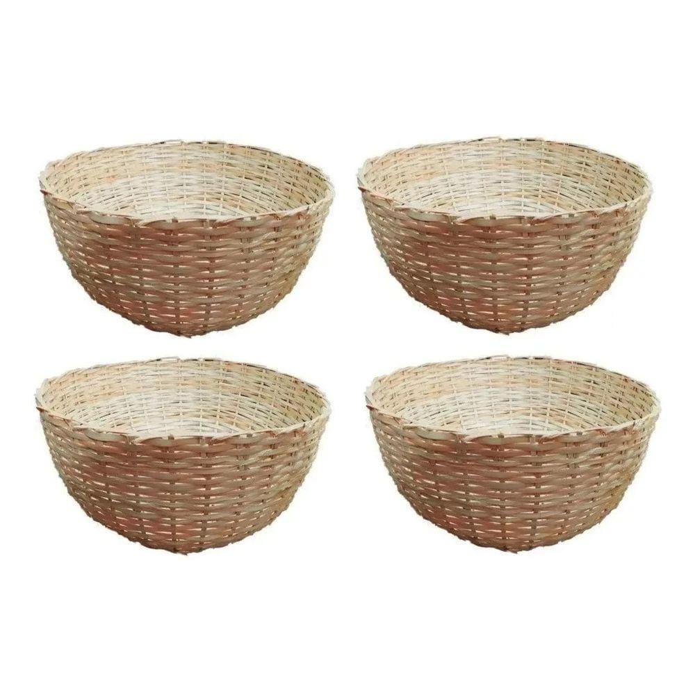 Kit 4 Balaio Bambu 40cm Cesto Palha Artesanal Decoração