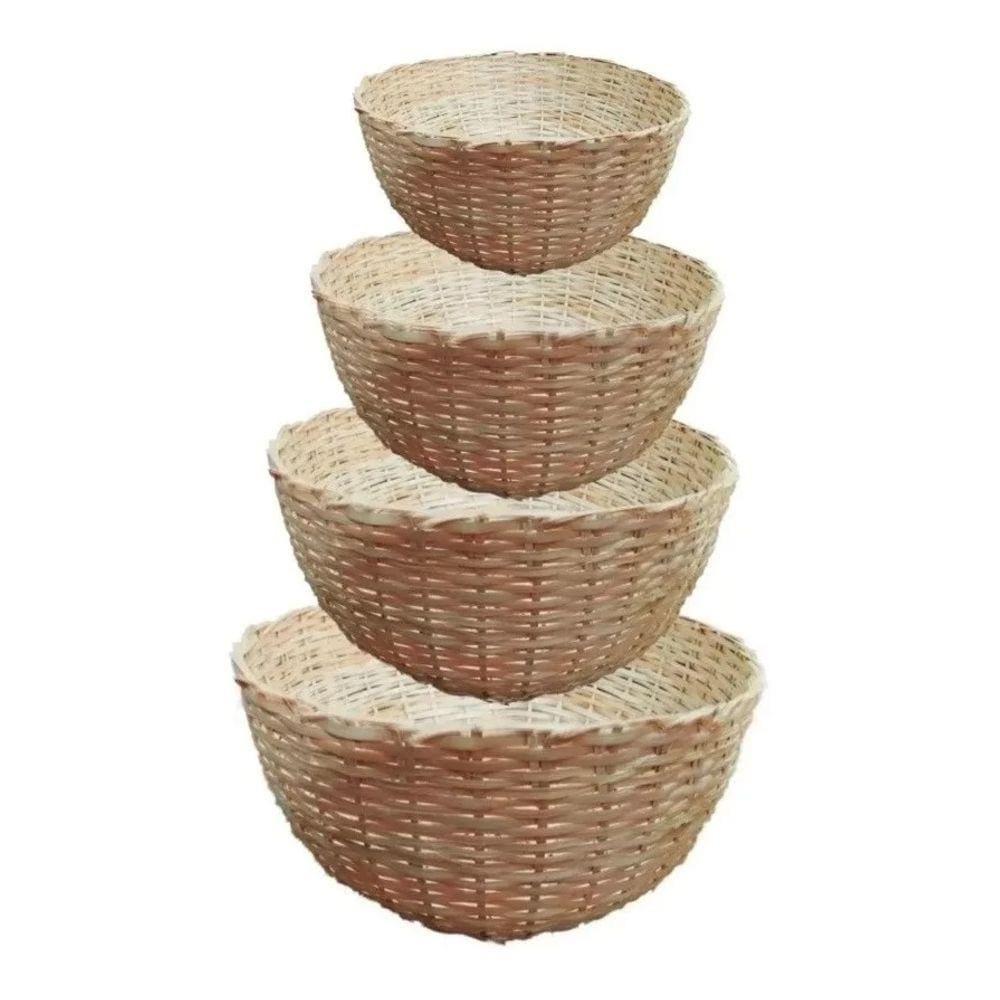 Kit 28 Balaio Bambu Cesto Palha Artesanal Decoração Trançado