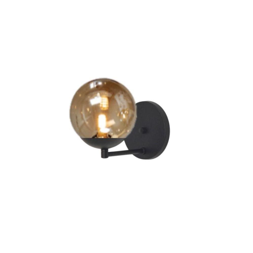 Arandela Moderna Jabuticaba Preta 1 Globo Bola De Vidro Fumê