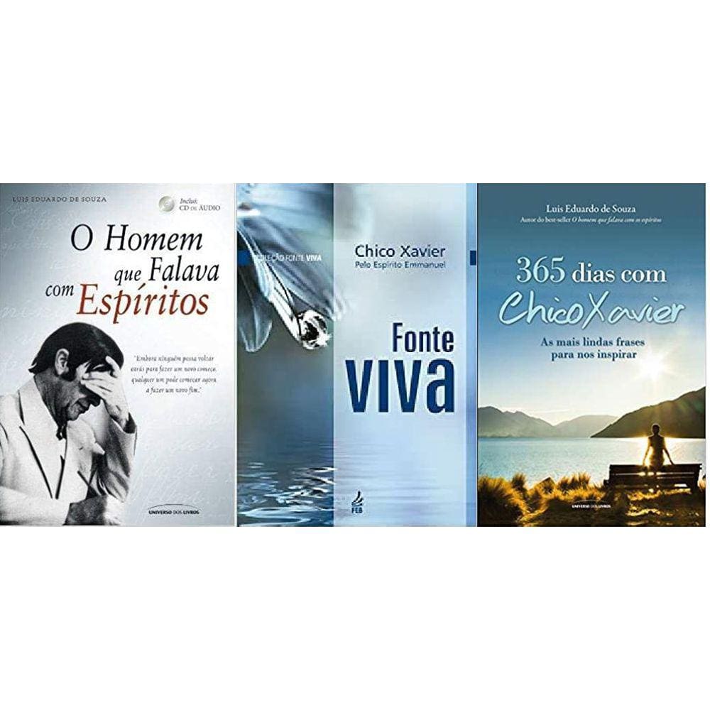 Kit 3 Livros Chico Xavier O Homem Que Falava Com Espíritos + 365 Dias Com Chico Xavier + Fonte Viva