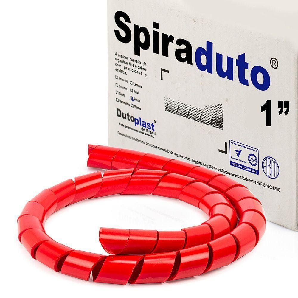 Organizador Fios E Cabos Spiraduto De 1 Vermelho - 15 Mt