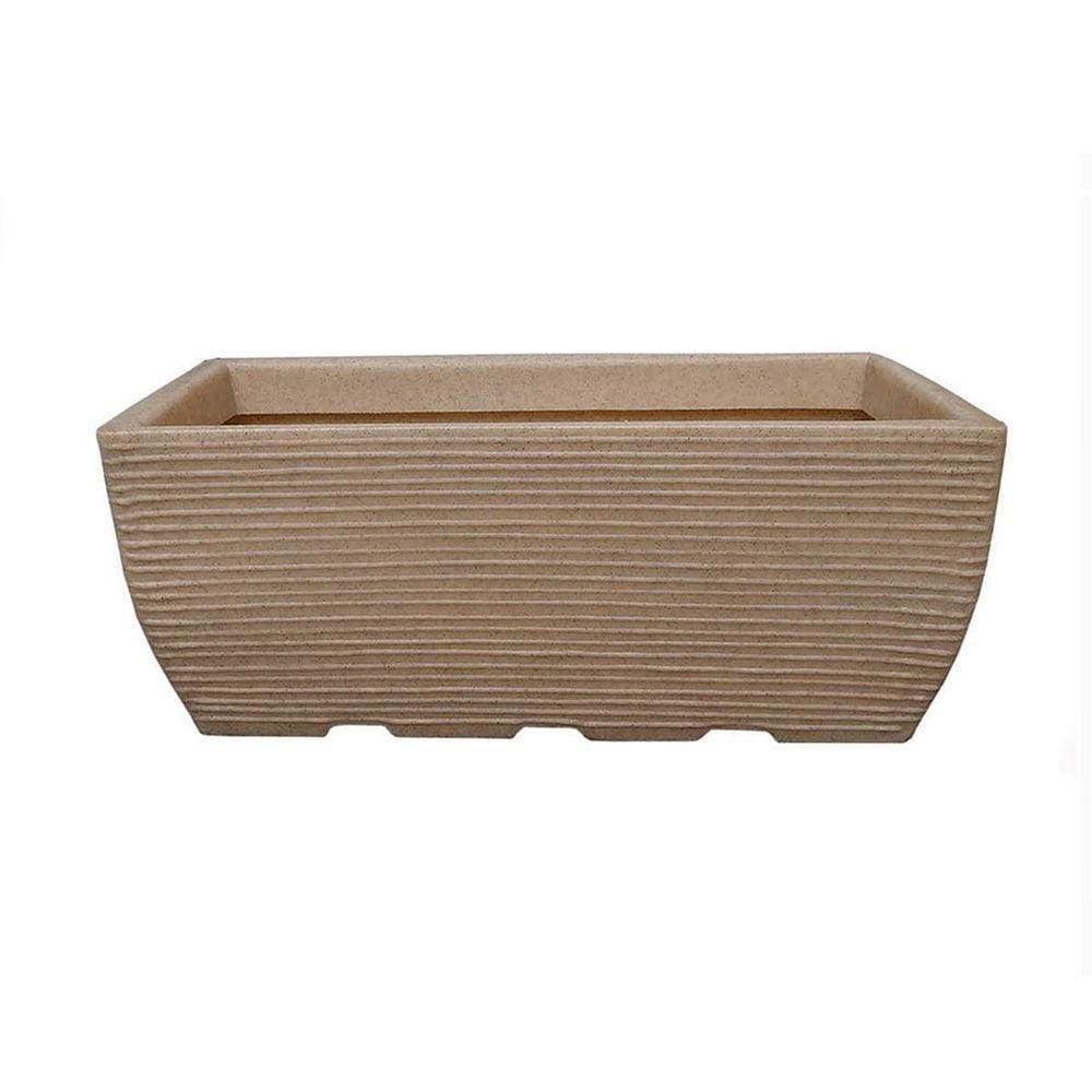 Vaso Planta Jardineira Floreira Em Polietileno Bege 60X25Cm