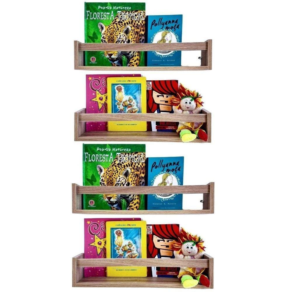 Combo 4 Prateleiras Livros Infantis Estante Organizadora