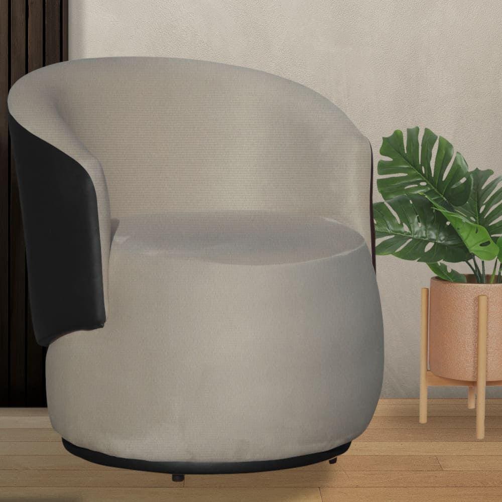 Orgânica Beatriz Com Composê Corino Preto Suede Bege - Vallisa Decor