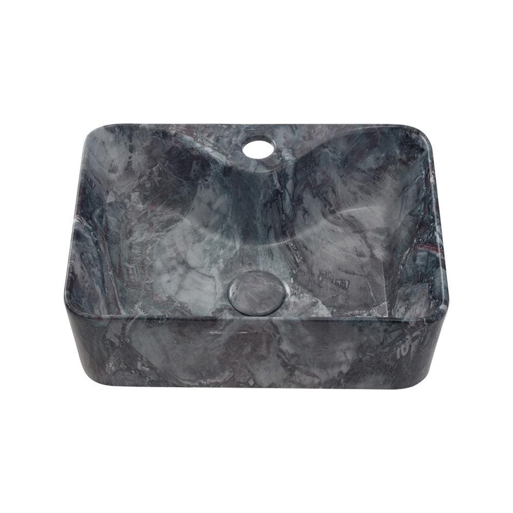 Cuba De Apoio Para Banheiro Retangular Slim Louça Cerâmica 40 cm Cornalina Pingoo.casa - Marmorizado Grafite